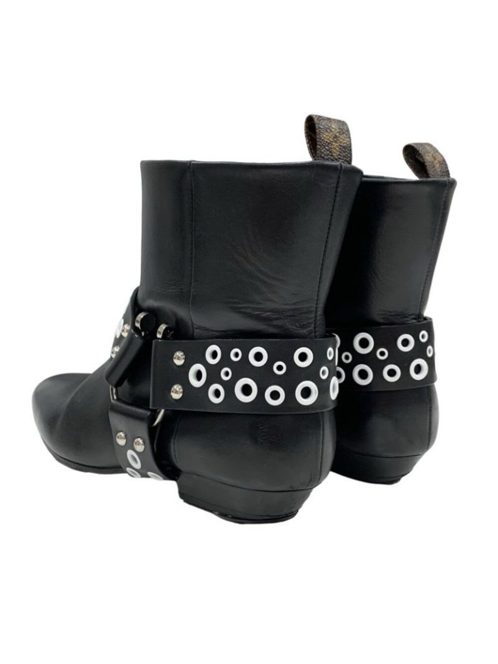 Louis Vuitton Rhapsody Line Boots Short Shoes Leather Black White Hole - Picture 4 of 9